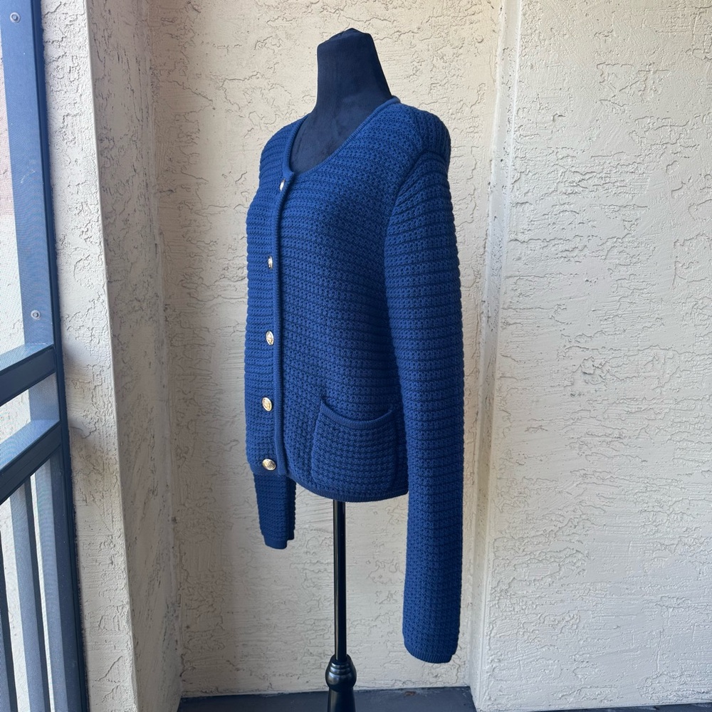 A LOVES A Navy Blue Button-Up Sweater Sz XL Pockets Buttons Front NWT - Picture 5 of 13